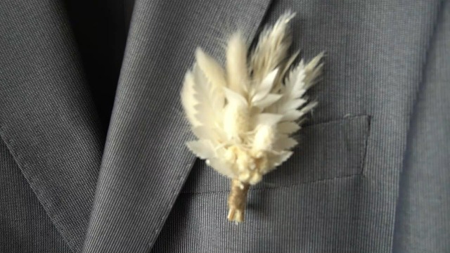 White Dried Flowers Boho Pampas Dried Boutonniere miniatura 7