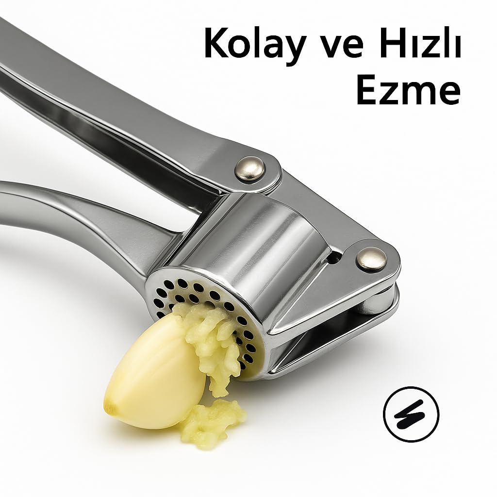 SUWORS Sarımsak Ezici – Kollu Pres Modeli | Dayanıklı Krom Malzeme | Ergonomik Tutma Sapı | Ezme ve Püreleme için Pratik Mutfak Yardımcısı