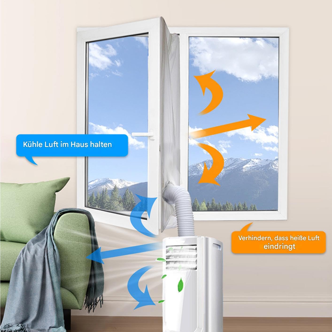 Fensterkit für Klimaanlagen - Trockner Entlüftung Abdichtungsset | Ohne Bohren Fensterabdichtung Für Klimaanlage Und Wäschetrockner Mit Klettverschluss Und Reißverschluss Für Wohnzimmer