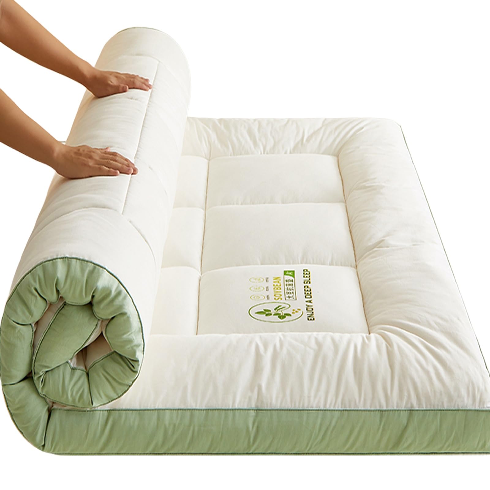 NEPHRA Futon Matratze 180x200 Dick und Faltbar, Aus Polyester, Bodematratze, Klappbare Matratze, Ideal für Gäste, Schlafsäle, Camping, Sofas und Liegen(Thickness 9cm,200 x 220 cm)