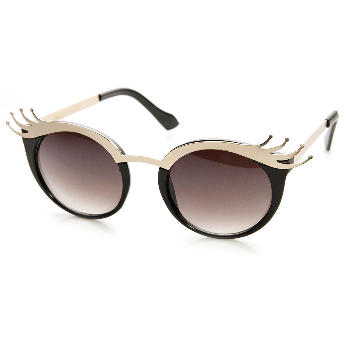 zeroUV Womens Fashion Cute Eyelash Retro Round Sunglasses