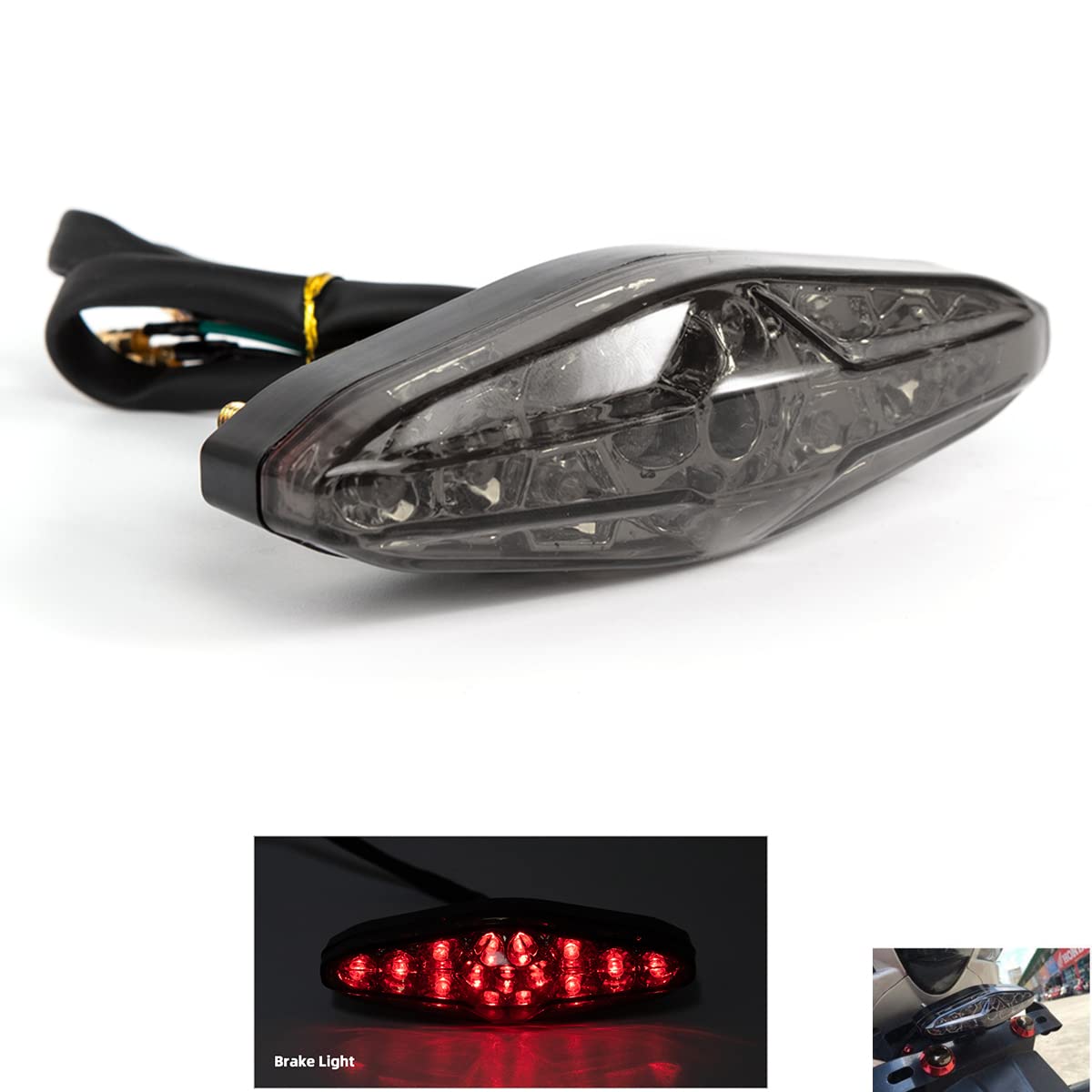 Motocyklowe światła stop tylne światło motocyklowe czerwone światło LED światło hamowania motocykla lampka kontrolna 15 szt. (czarne)