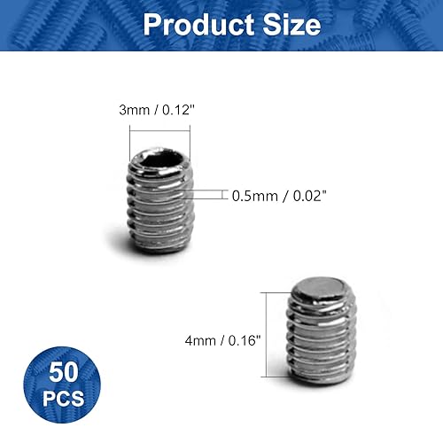 Miniatura 2 de MroMax Juego de 50 tornillos planos M3 x 0.157in de acero inoxidable 304 interno hexagonal Allen cabeza de accionamiento de cabeza de vaso de acero