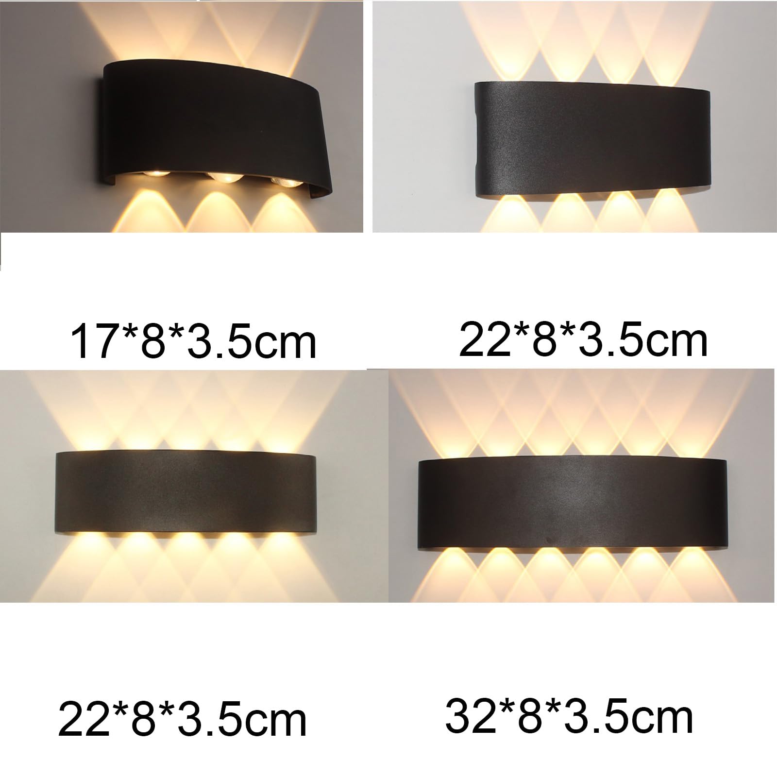 Außen IP65 Schwarze Wandleuchte Radar Bewegungssensor Wandlicht Lampen Aluminium Modern LED Wandlampe Außenleuchte Wandbeleuchtung Up an Down für Gärten Terrassen Schlafzimmer (24W,Weißes Licht)