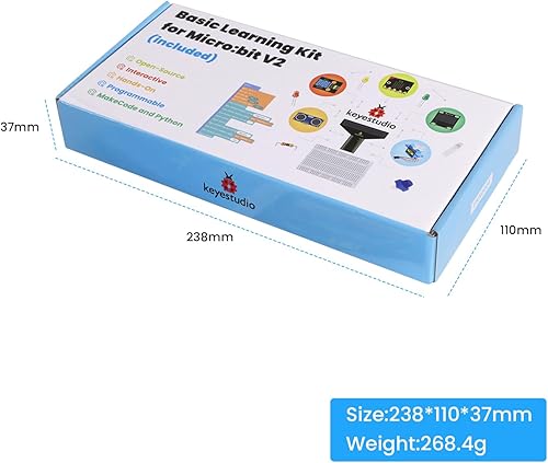 Miniatura 8 de KEYESTUDIO Microbit Kit básico de inicio para adolescentes y principiantes - Kit de aprendizaje electrónico con sensores, LED y tutoriales