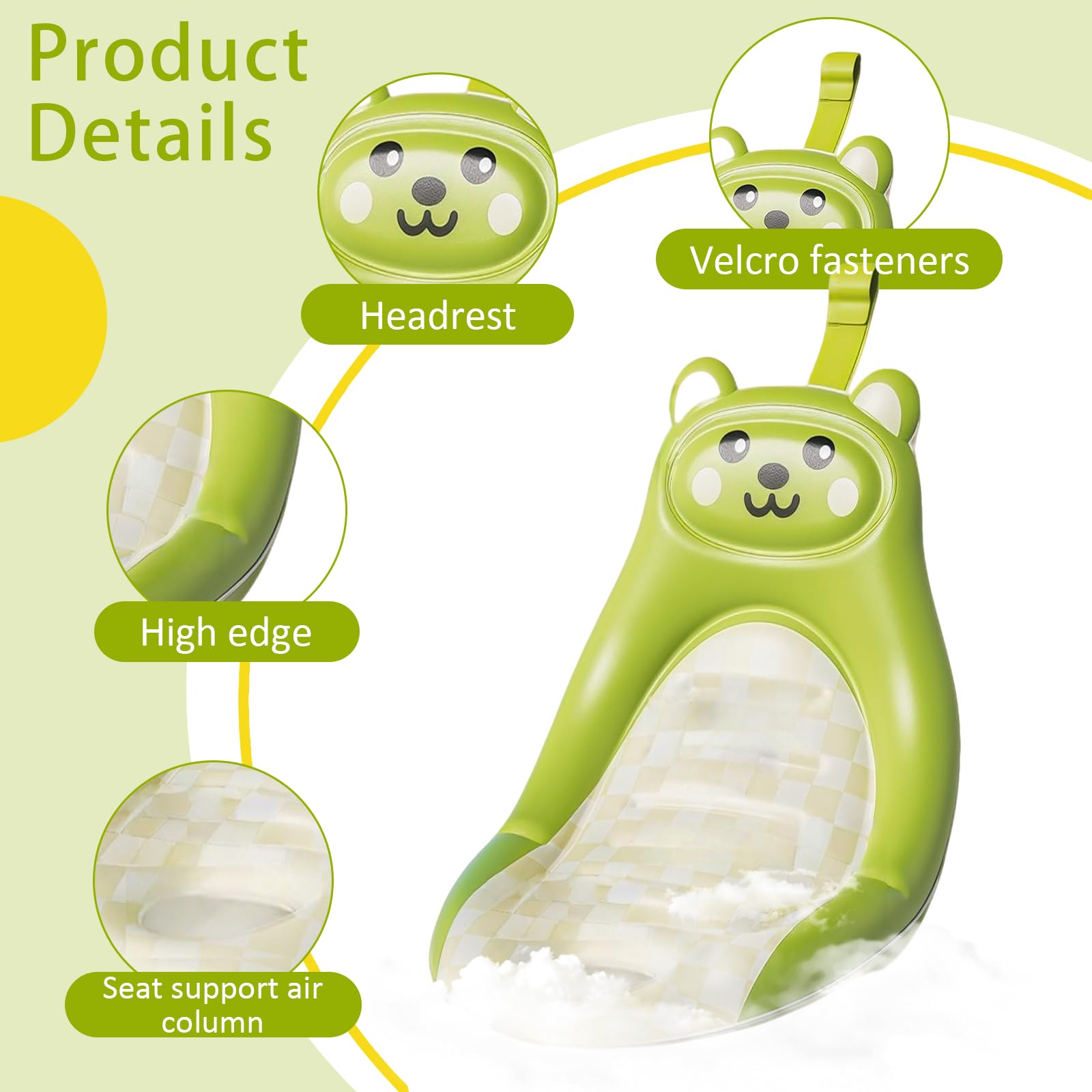 Bañera hinchable para bebés con respaldo y bomba de aire, bañera antideslizante para niños pequeños para viajes y hogar, bandeja de ducha portátil con asiento para 0-18 meses (verde)