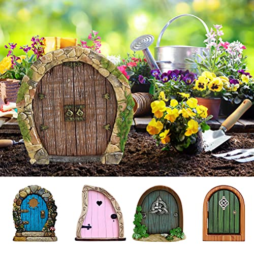 Garden Fairy Door, Miniature Tree Door Decoration for Outdoor Fairy Garden Yard Art Sculpture Decor for Nature Lovers Kids - Image 4