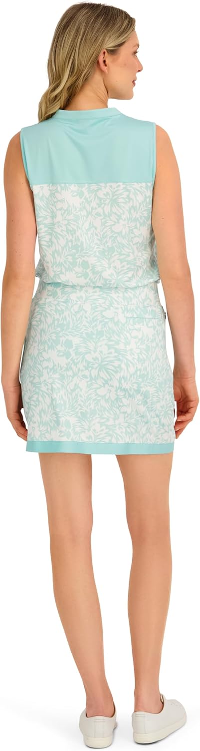 Stella Parker Women's Pull-On Skort - UPF 50+, Tennis, Golf, Running, FAIR Aqua Floral, Medium