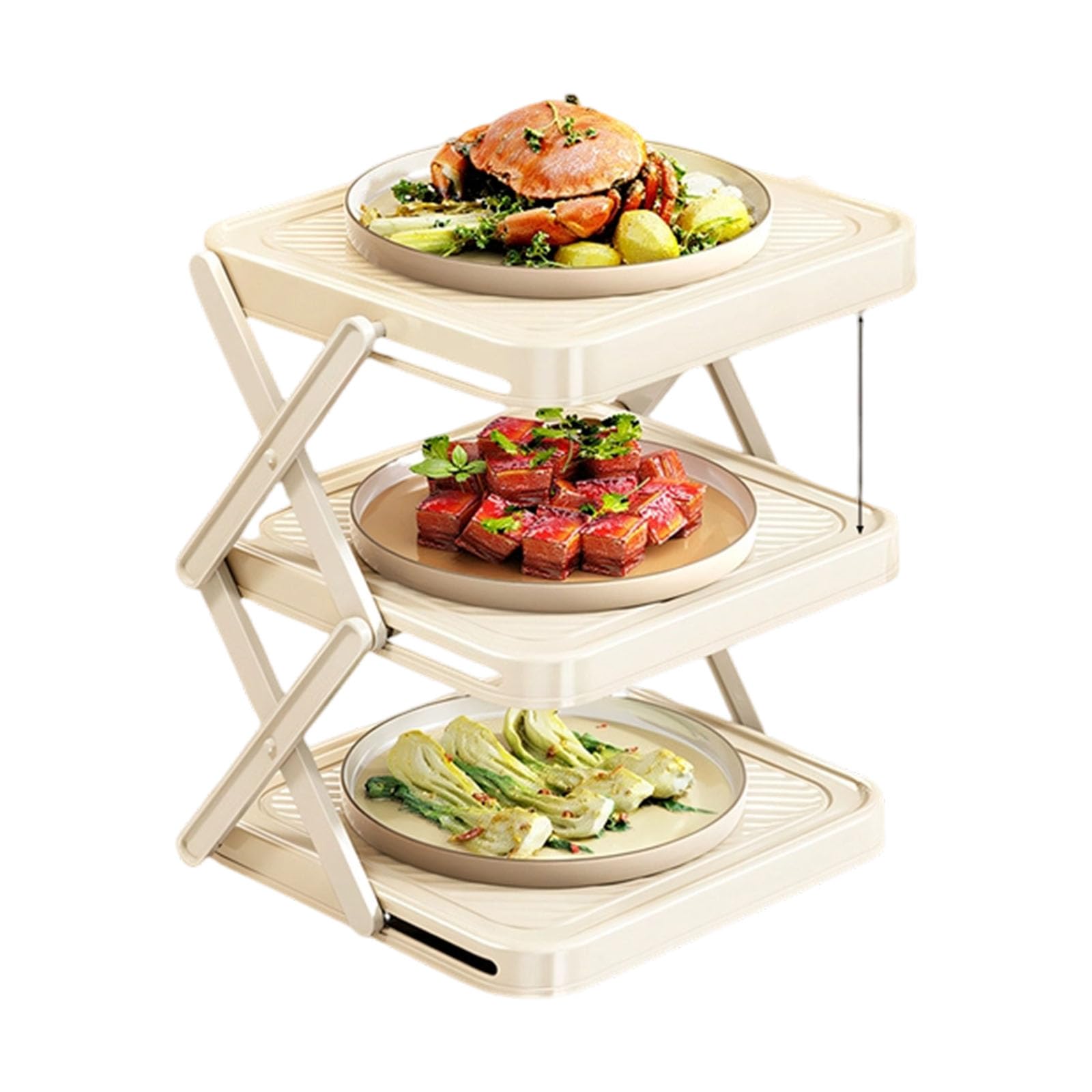 Btgghytr ABS Adjustable 3 Section Cooking Stand for Countertop Ideal for Small Kitchens and Food Handling Portable Food Ready Stand
