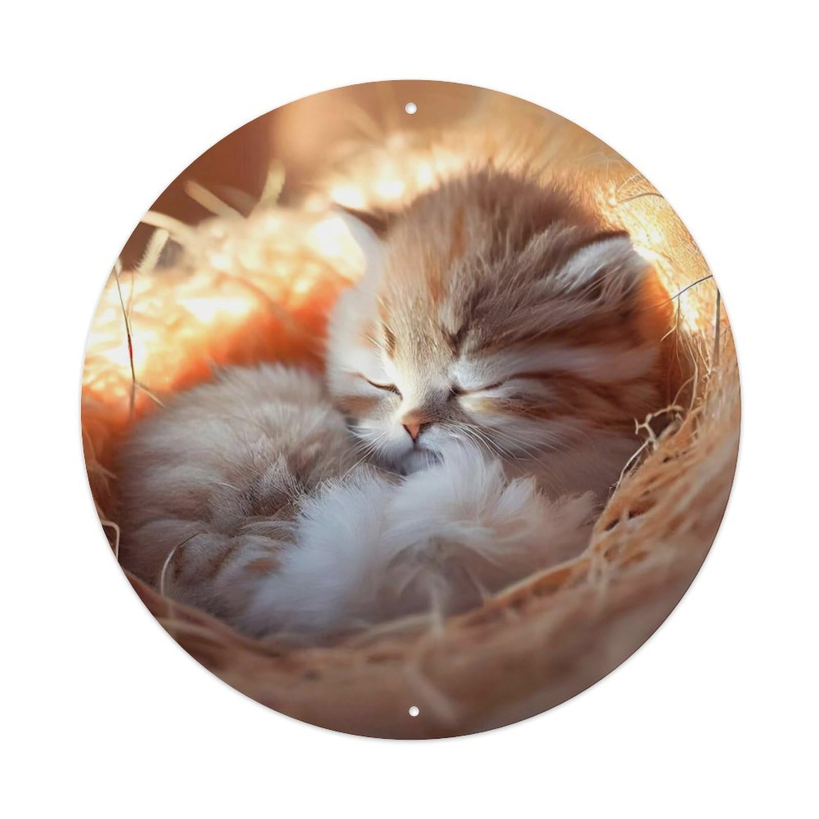 Animal Artwork Kittens in The Nest Metal Tin Sign