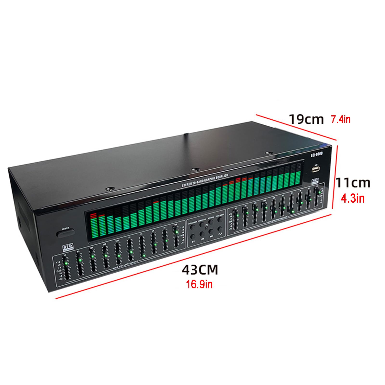 Equalizzatore Grafico a 31 Bande, Processore Audio Digitale, con Selezione della modalità di 12 Battiti, Sintonizzazione a 10 Bande, Riduzione Automatica del Rumore, per Spettacoli sul Palco