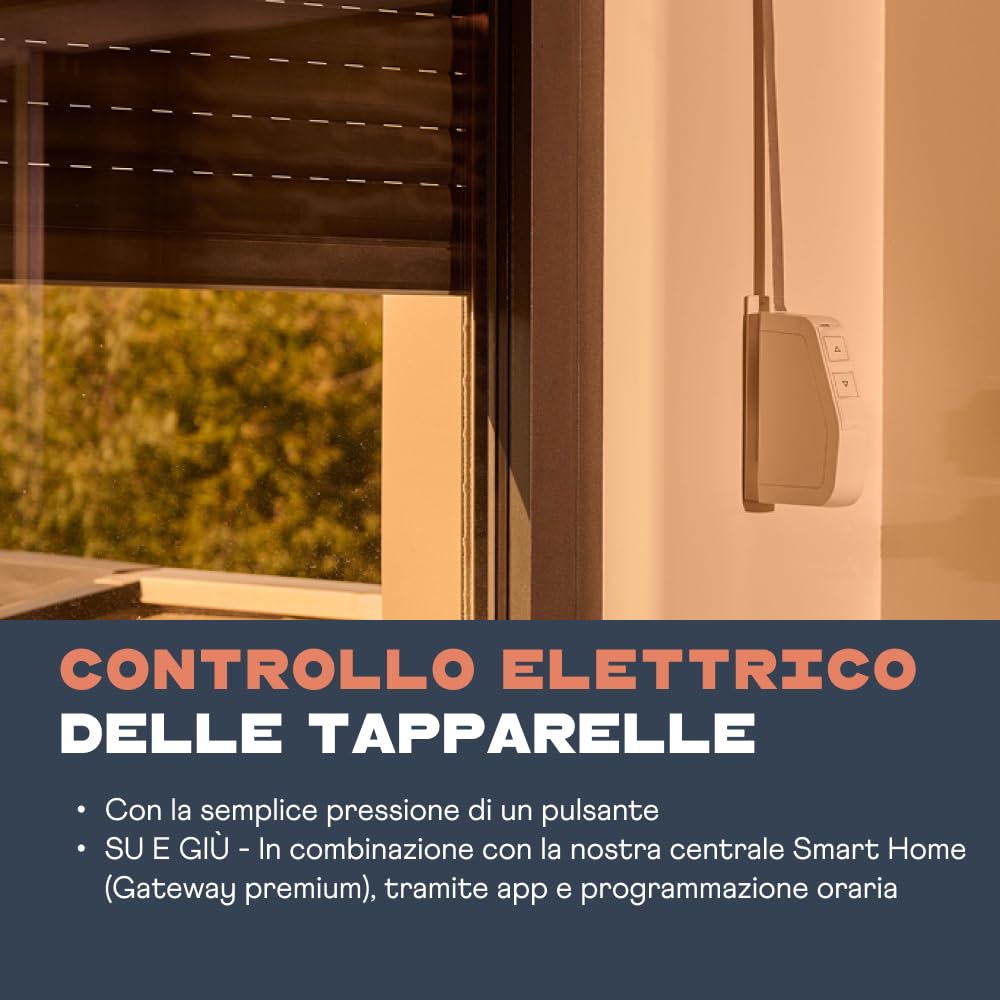 HOMEPILOT avvolgitore elettrico smart a parete RolloTron pure mini per tapparelle fino 30 kg (circa 5 m²), per cinghia da 15 mm (app, alexa, google tramite il web server domotico premium)
