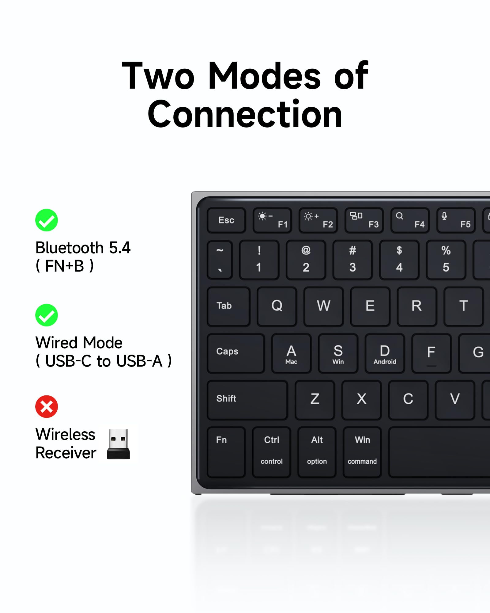 CZUR K5S Bluetooth Keyboard with Touchpad, Wireless & Wired Keyboard with Trackpad for PC, Laptop, Tablet & Phone, Multi-Device Portable Rechargeable Keyboard, for Windows/Mac/Android/iOS (No Backlit) — view 5