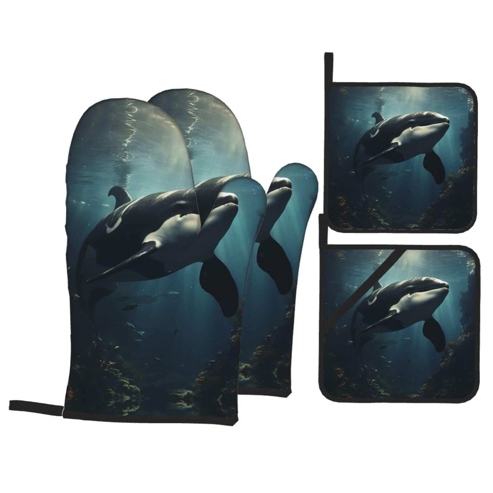 Gants de cuisine anti brûlure avec maniques motif baleine pour sortir vos plats du four sans risque