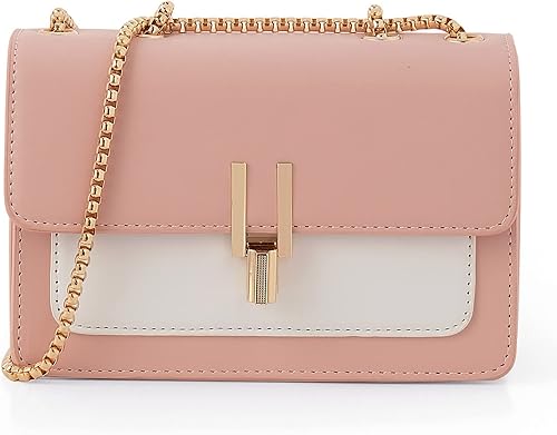 Vista 2 de Bolsos cruzados de cuero con bloques de color para mujer, bolsos cruzados de cuero, bolsos de diseñador lindos, bolso de hombro, tamaño mediano