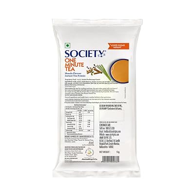 Society One Minute Tea | Lower Sugar | Masala | Instant Tea Premix | 1 kg pouch