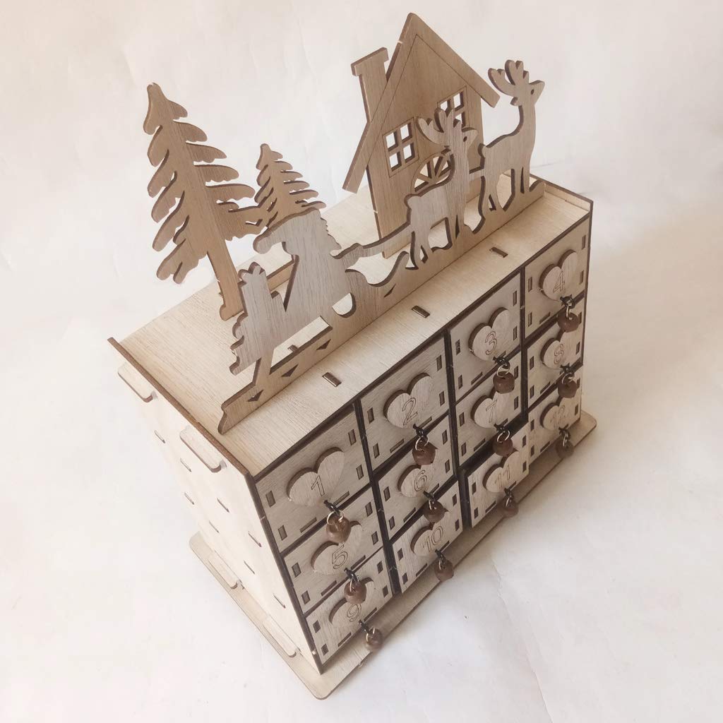 Holz Adventskalender Aufbewahrungsbox für Weihnachten Dekoration Geschenk