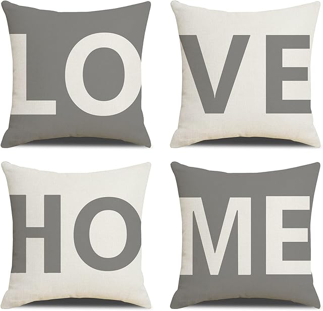Pillow Cushion Covers 40x40cm Set of 4 Throw Pillow Cover 16x16inch Linen Decorative Home Love Pillow Cases For Couch Livingroom Sofa Bedroom Car Chair