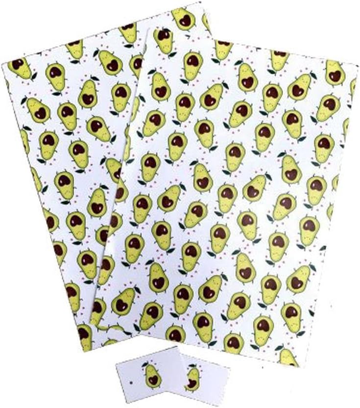 Avocado Gift Wrap,Wrapping Paper, 2 sheets with 2 gift tags