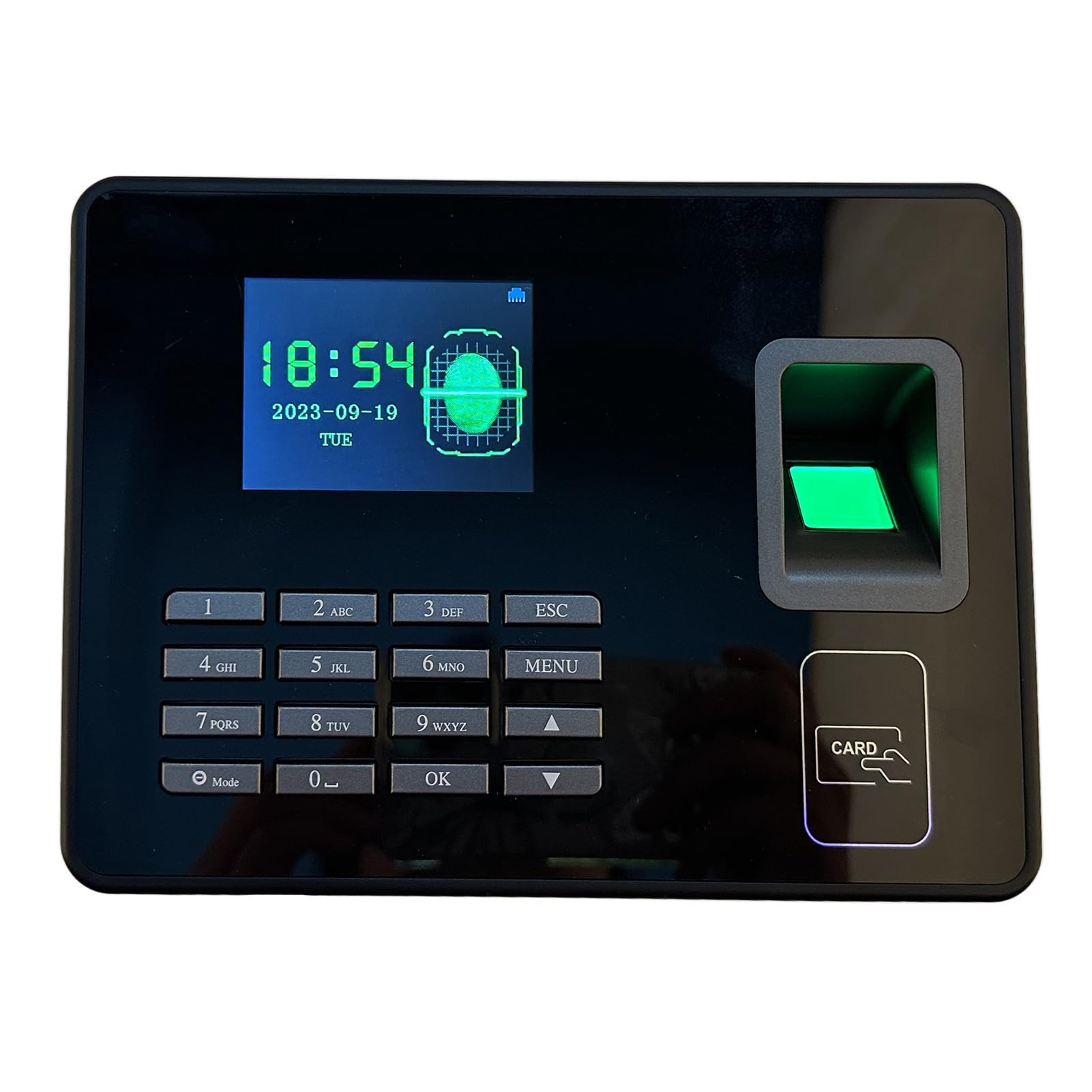 Macchina per la Presenza dei Dipendenti con Lettore di Impronte Digitali Biometrico con Gestione Intelligente delle Password LCD da 2,8 Pollici per Ufficio (Spina europea),Sistema di presenze