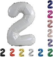 Vista 15 de YPSelected Globo de aluminio grande de 32 pulgadas con número de helio, cumpleaños, boda, fiesta, 0-9 (azul bebé, 2)