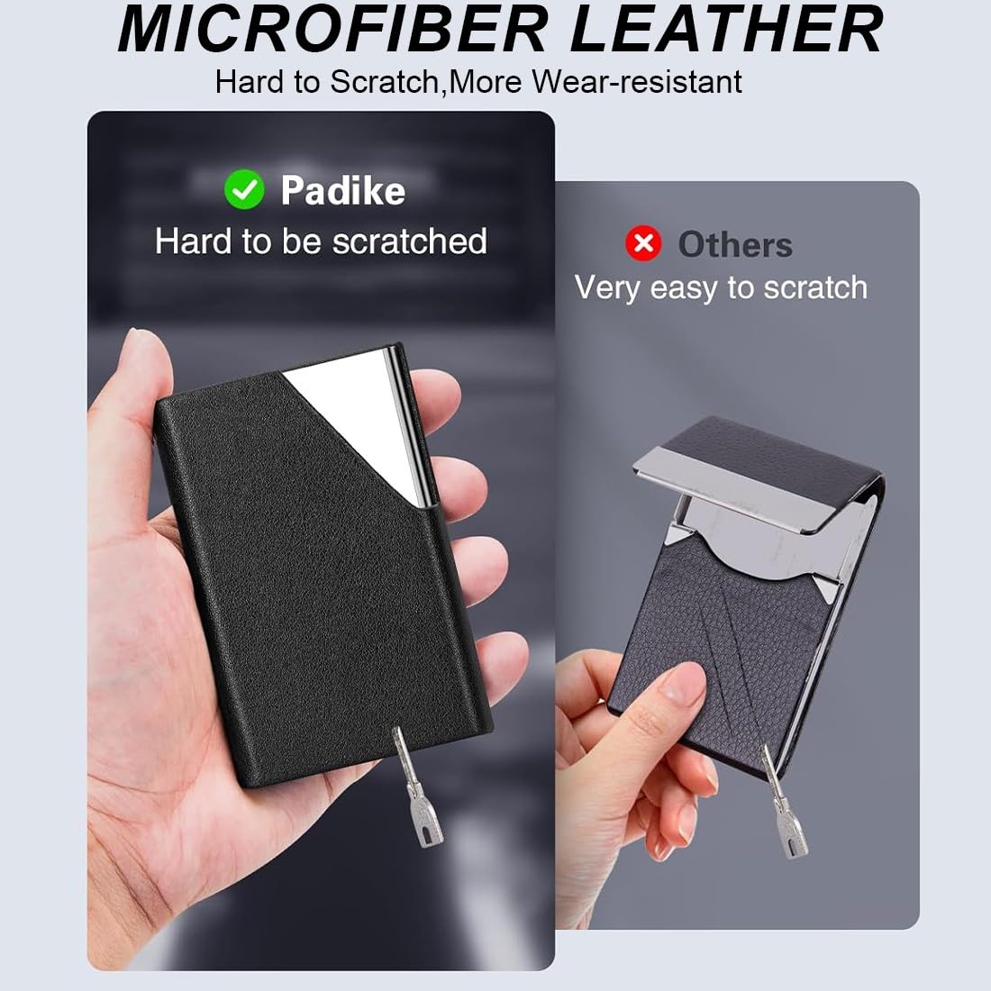 Porta Tarjetas De Visita Profesional Tarjetero Tarjeta Visita De Acero Inoxidable Caja De Tarjetas Visita Metal Cuero Soporte Tarjeta De Bolsillo Delgado Con Cierre Magnético Para Hombre Mujer