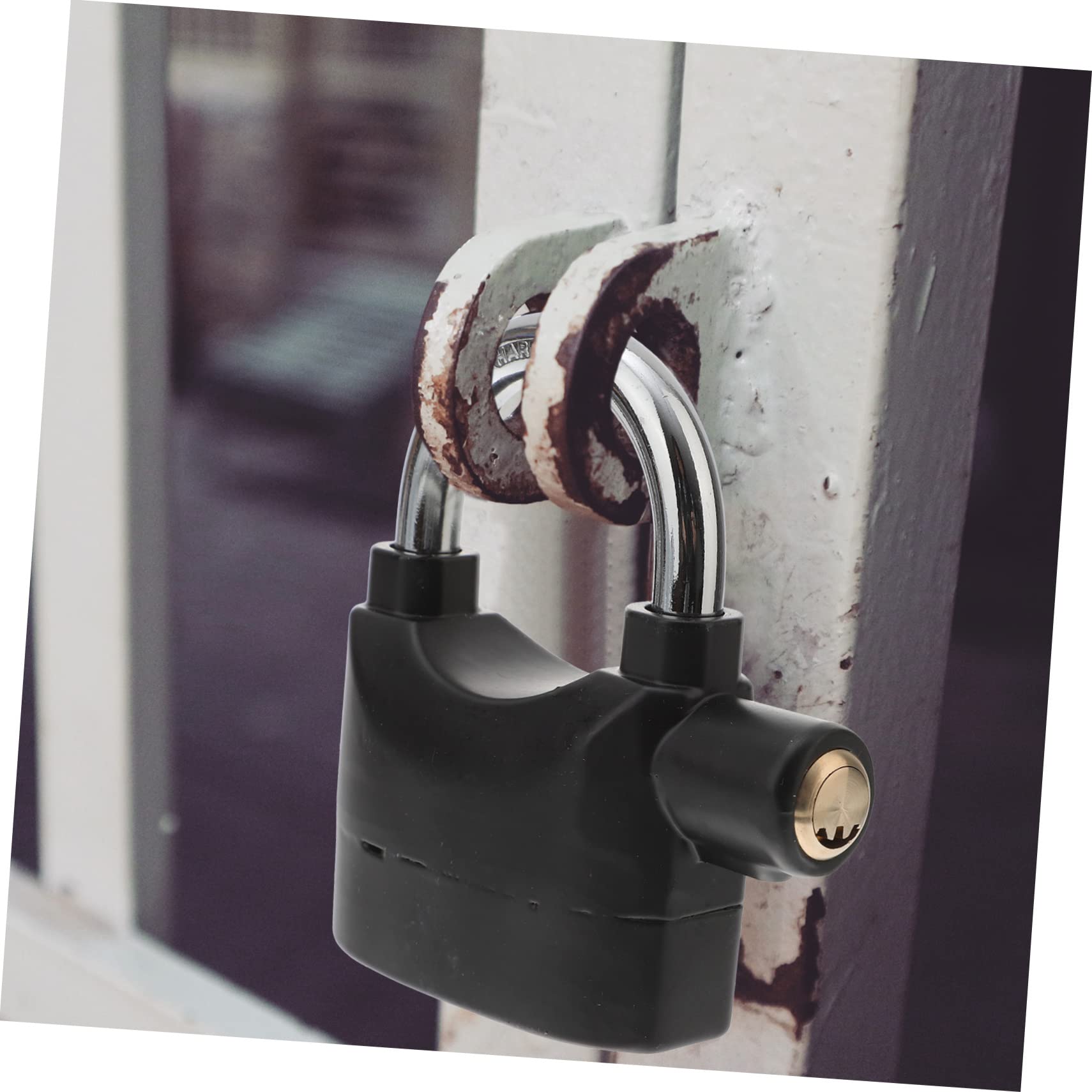 TOYANDONA Lot de 2 Cadenas U pour Vélo Alarme Intégrée et 3 Clés, Alliage D'aluminium Noir, pour Portes Coulissantes et Fenêtres Sécurisées