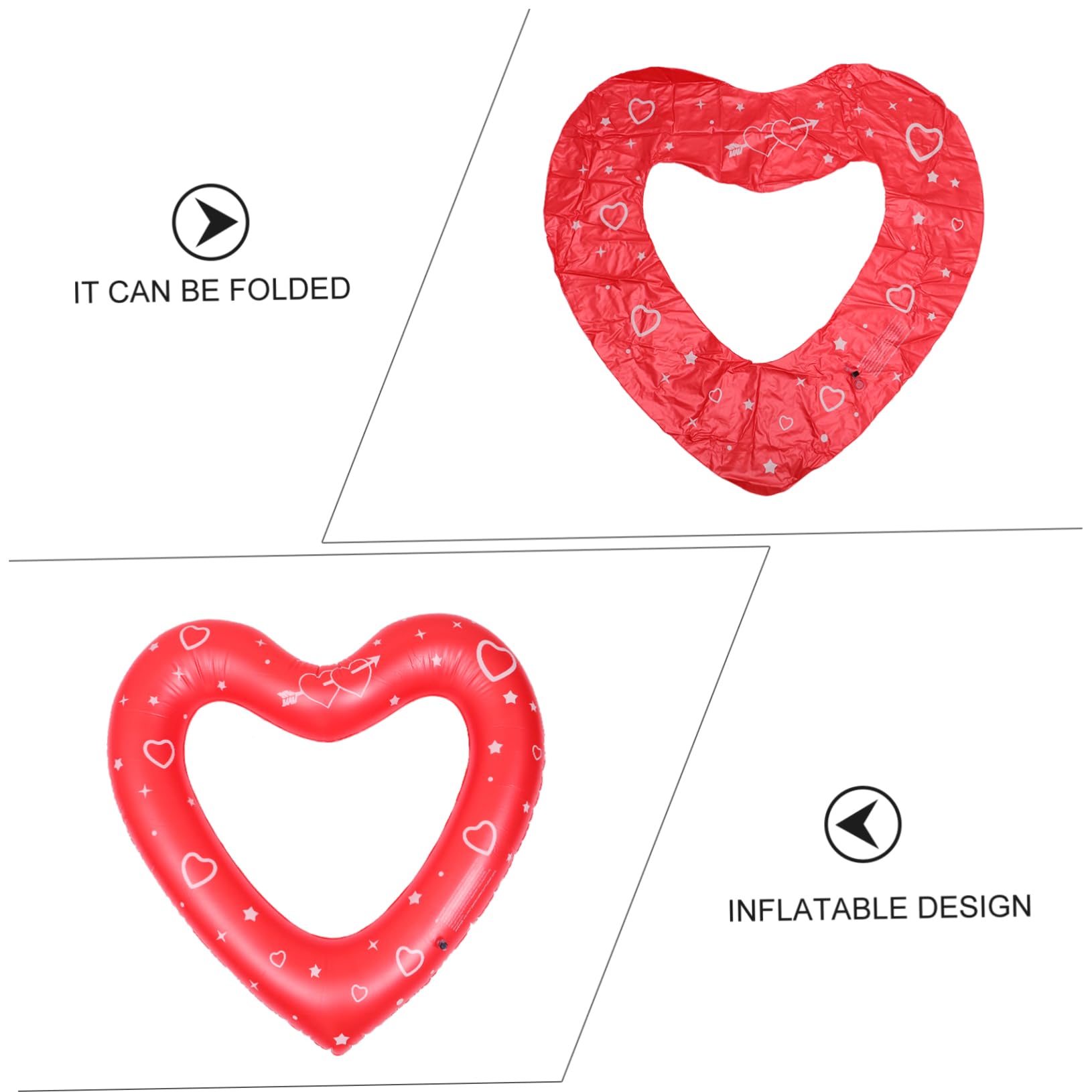 JOINPAYA 2pcs Small Inflatable Pool Ring Float Heart Shape for Adults Boys and Girls Beach Pool Party Accessory