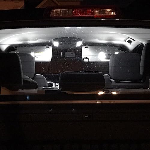 Miniatura 9 de Kit de luces LED para interior de Toyota Tundra 2007-2021 6000 K blanco mapa cúpula visera de pie puerta carga placa bombillas (18 piezas)