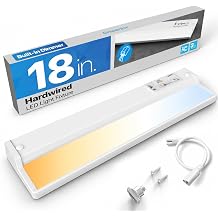 Ensenior Hardwired Under Cabinet Lighting, 18 Inch 10W Under Cabinet Lights | Built-in Dimmer & Switch, Easy to Link, High CRI 90+, 5CCT, 4-Way Dimmable, Aluminum Shell, Moisture Resistant, FCC Certified
