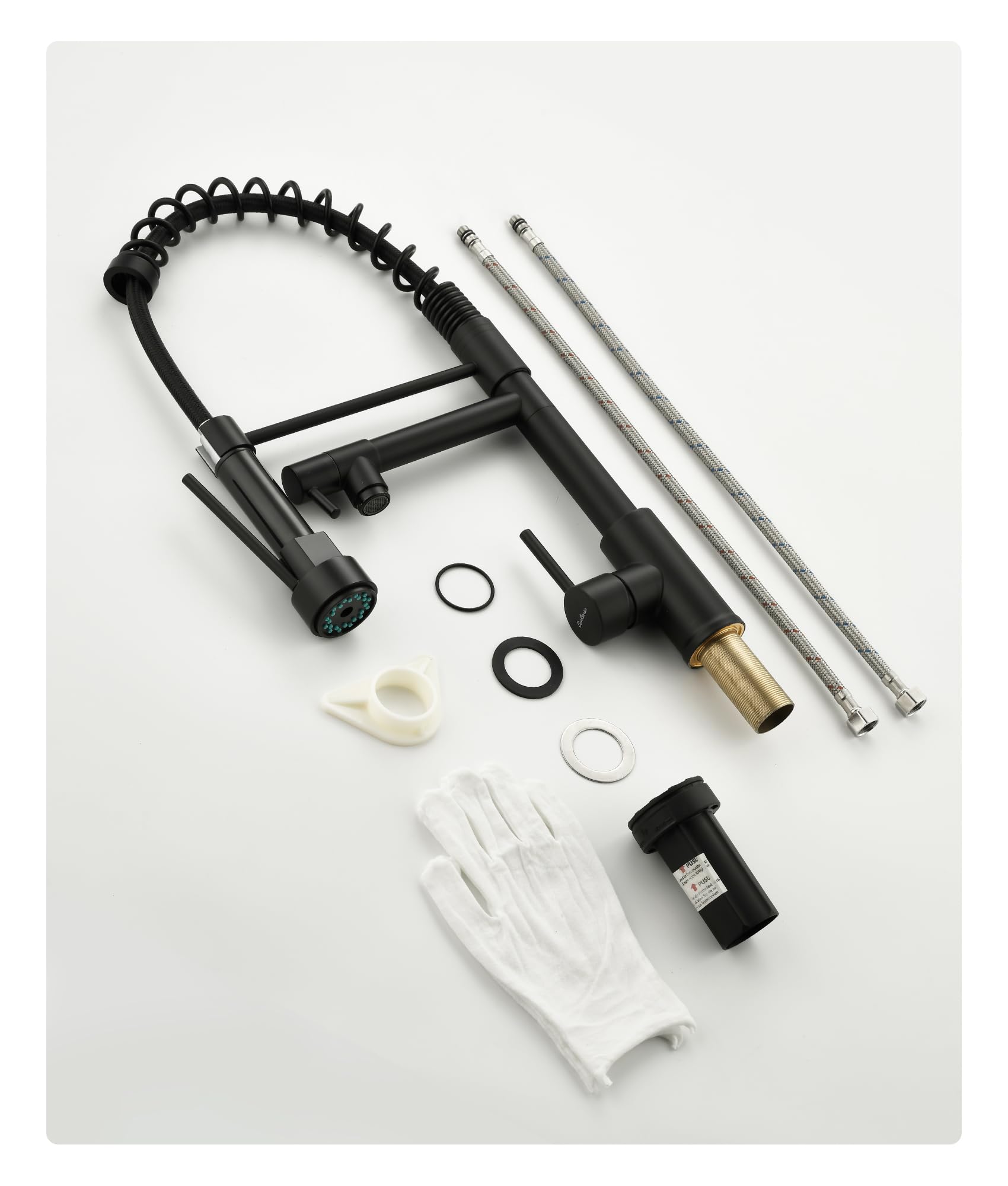 Grifo de cocina - Grifo de cocina con ducha extraíble, giratorio a 360°, mezclador de alta presión para cocina, grifo de fregadero de cocina de doble pulverización en acero inoxidable, negro