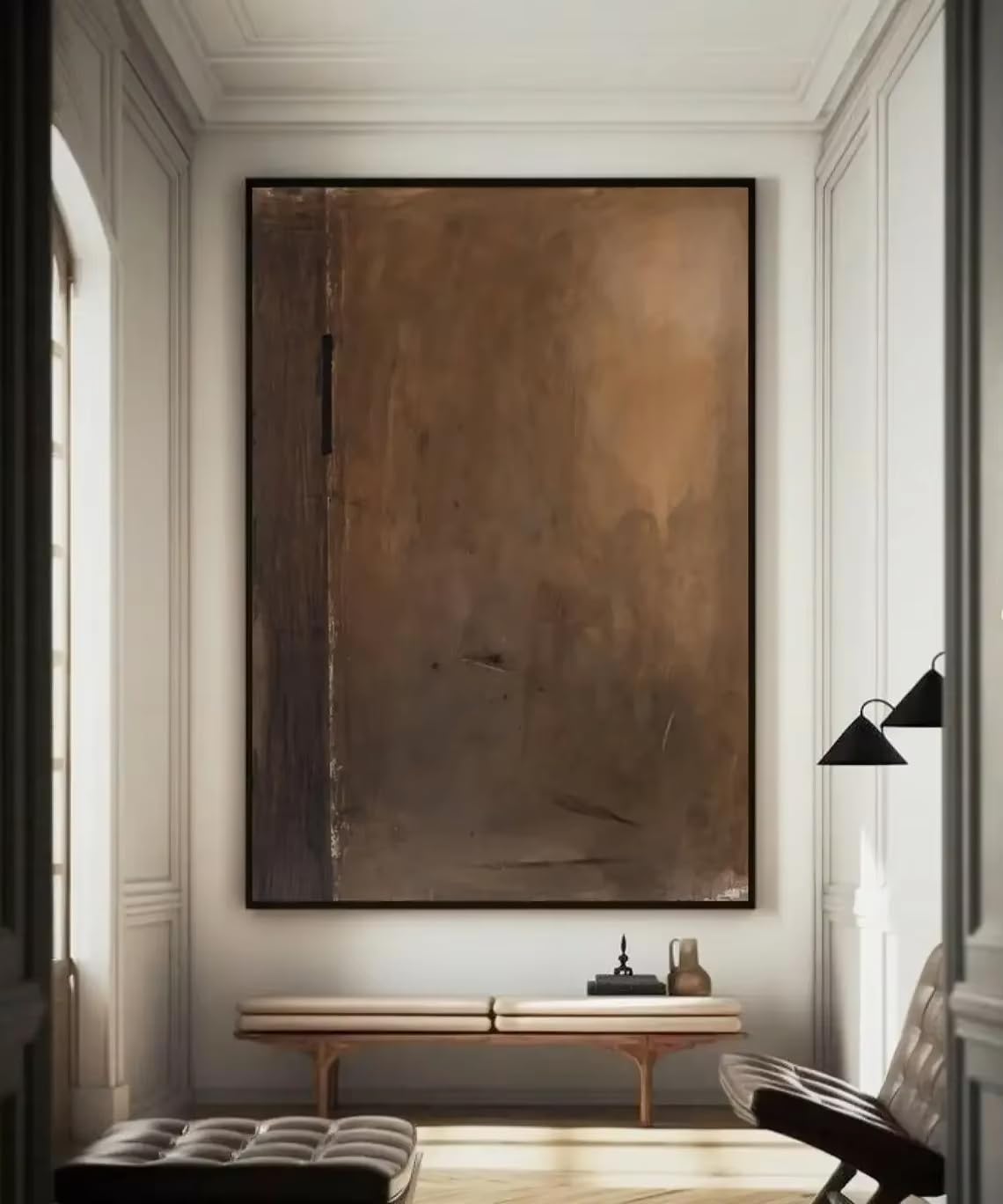 UUDEZO Brown Wabi-Sabi Painting Dark Brown Abstract Painting Black Brown Artwork Oil Painting Canvas Wall Decor Wall Art(80x120cm(32x47in))