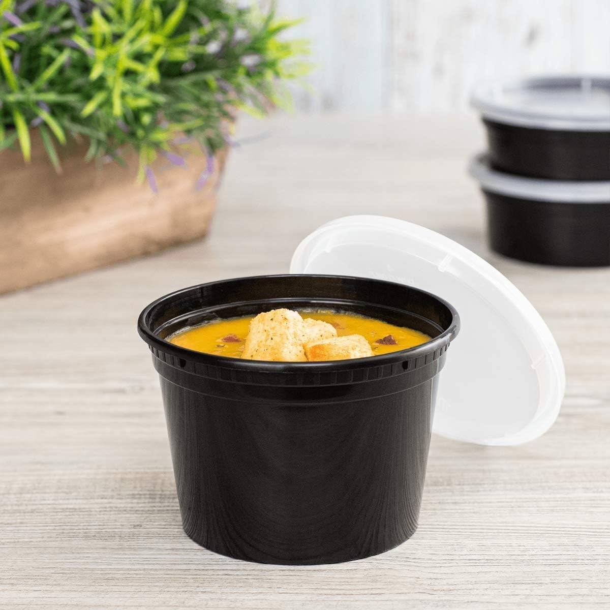 Best We Sell - Contenitore per alimenti in plastica con coperchio, 500 ml, per la consegna di alimenti, a prova di perdite, a prova di manomissione, confezione da 25