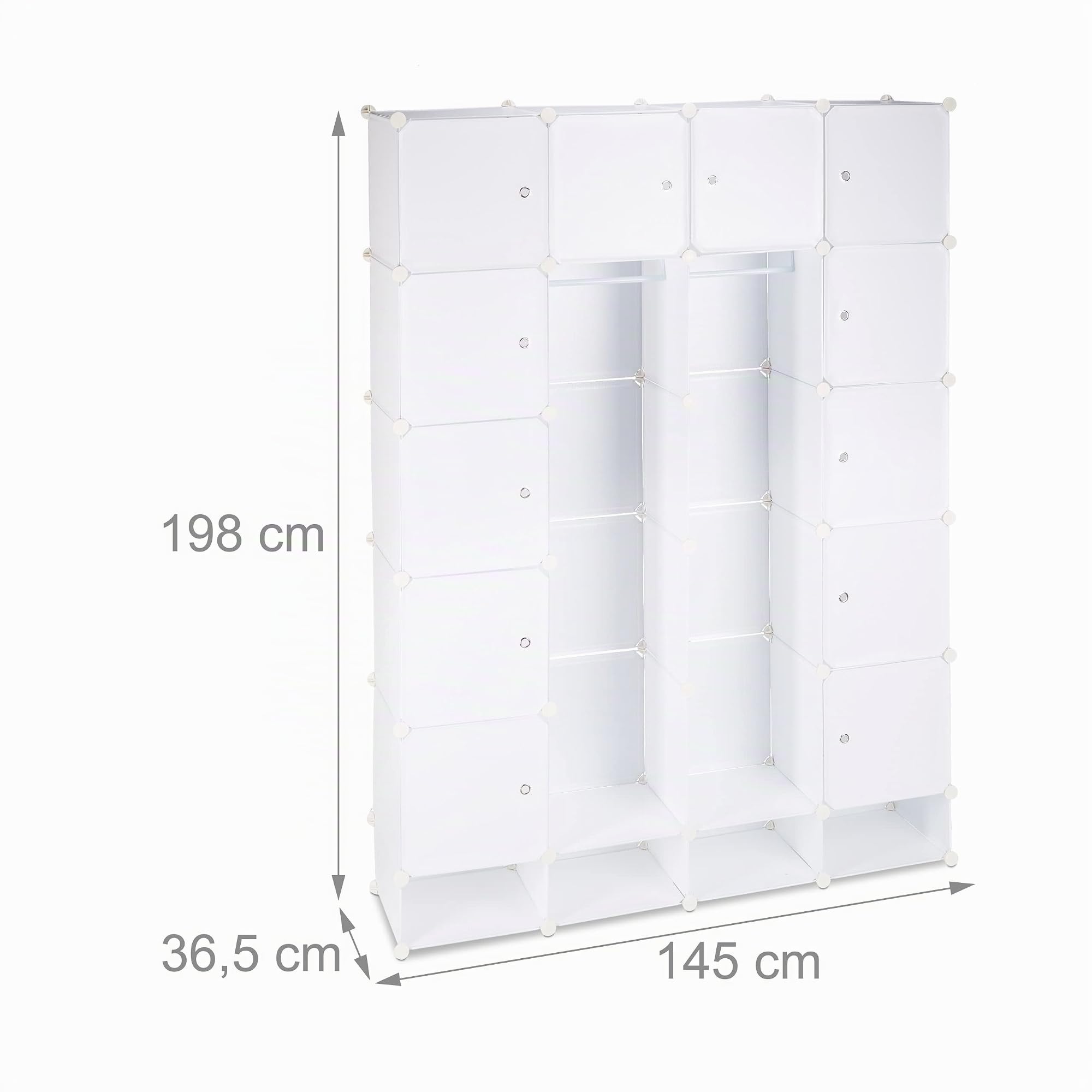 Relaxdays Armario Ropero Modular XXL, Blanco, 36.5x145x198 cm