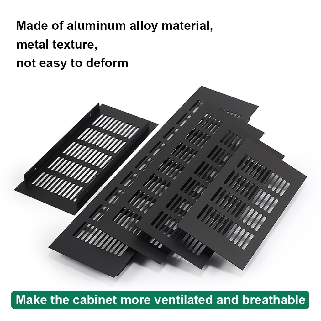 Osłona nawiewu powietrza, metalowa osłona kratki, kratka wentylacyjna z prostokątnej siatki ze stopu aluminium, czarna, wiele rozmiarów (80x400mm)(80x700mm)