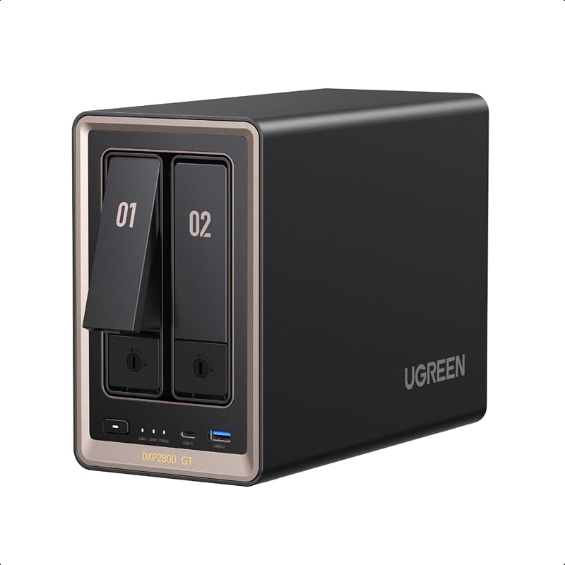 UGREEN DXP2800 GT NAS for Smart Home Enthusiasts, Creators & Freelancers | Smart Home Data Hub, Direct-from-NAS Editing, 10GbE Transfers, Ryzen R2514, Docker & VM, 8GB DDR4, U.2 SSD Support (Diskless)