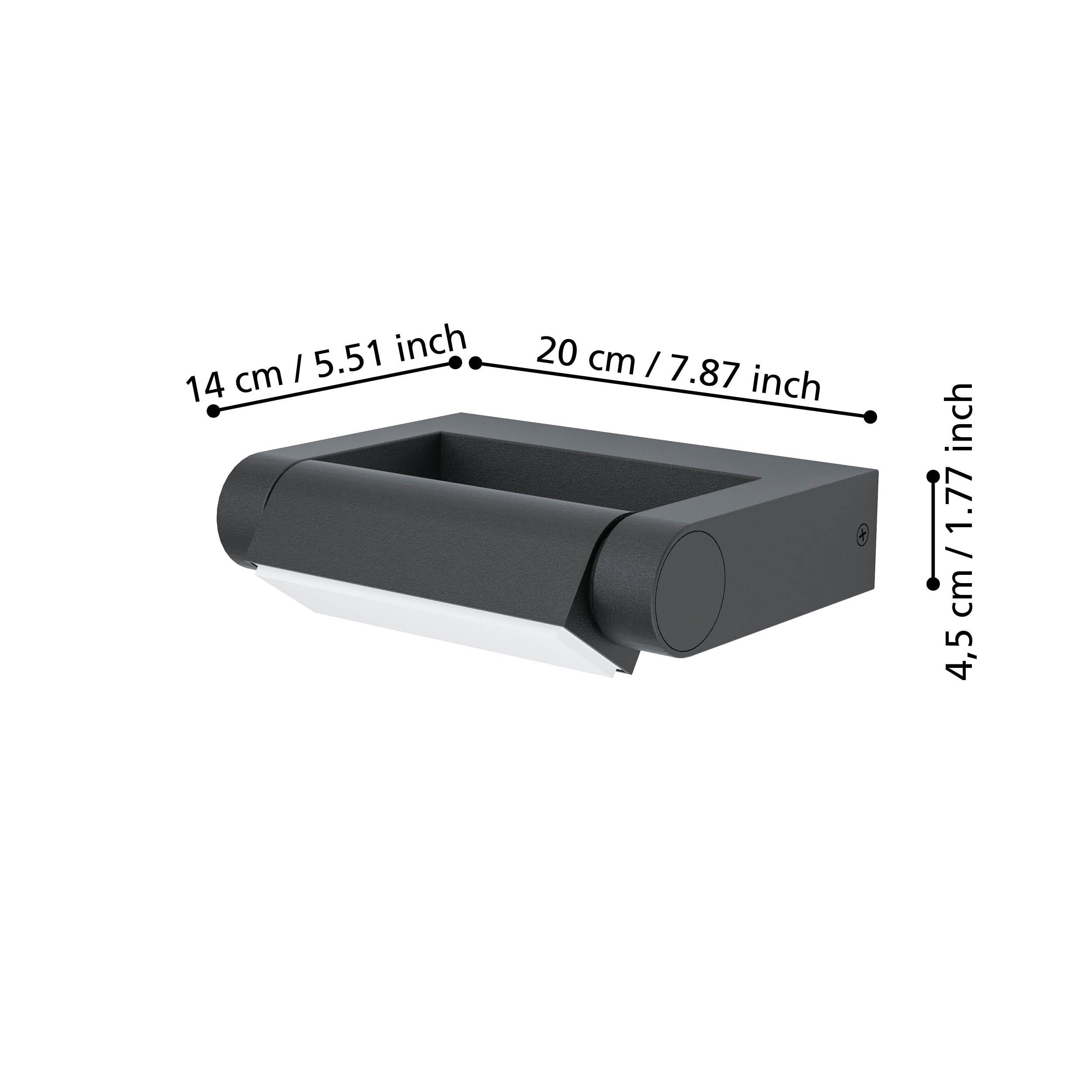 Eglo LED Lampada da Parete Esterna Brianza, 1 fiamma, lampada a parete in | alluminio pressofuso nero, LED esterno luce calda, orientabile, IP44