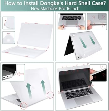 DONGKE Compatible with Older MacBook Pro 16 inch Case 2020 2019 A2141, Matte Plastic Hard Shell Case & Keyboard Cover for MacBook Pro 16 inch with Retina & Touch Bar Fits Touch ID, Clear