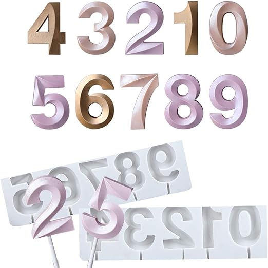 Fondant 0-9 Number Mold Silicone Letter Mold Candy Making Alphabet Fondant Molds for Birthday Decoration