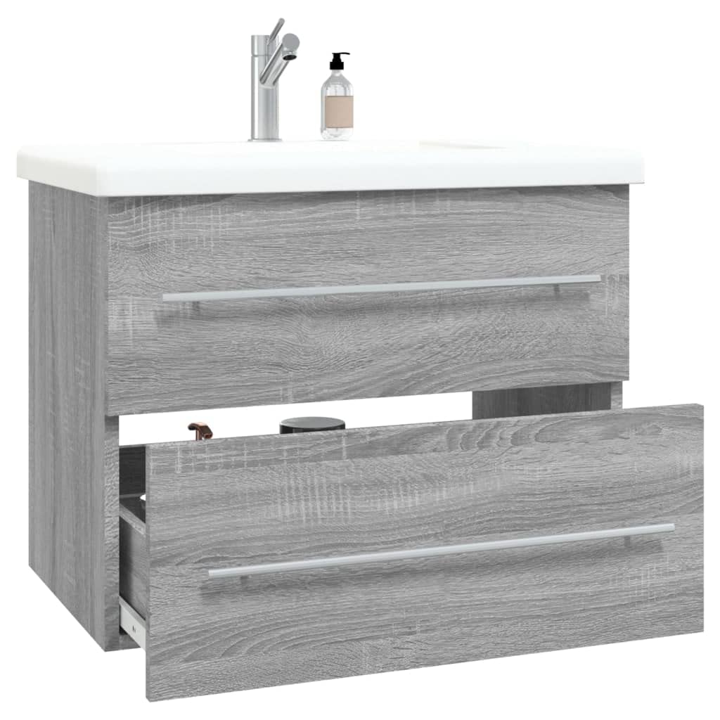 Mobile sottolavabo grigio sonoma in legno 60 x 38,5 x 48 cm con cassetto e molto spazio per mobili da bagno, salvaspazio e adatto per montaggio a parete