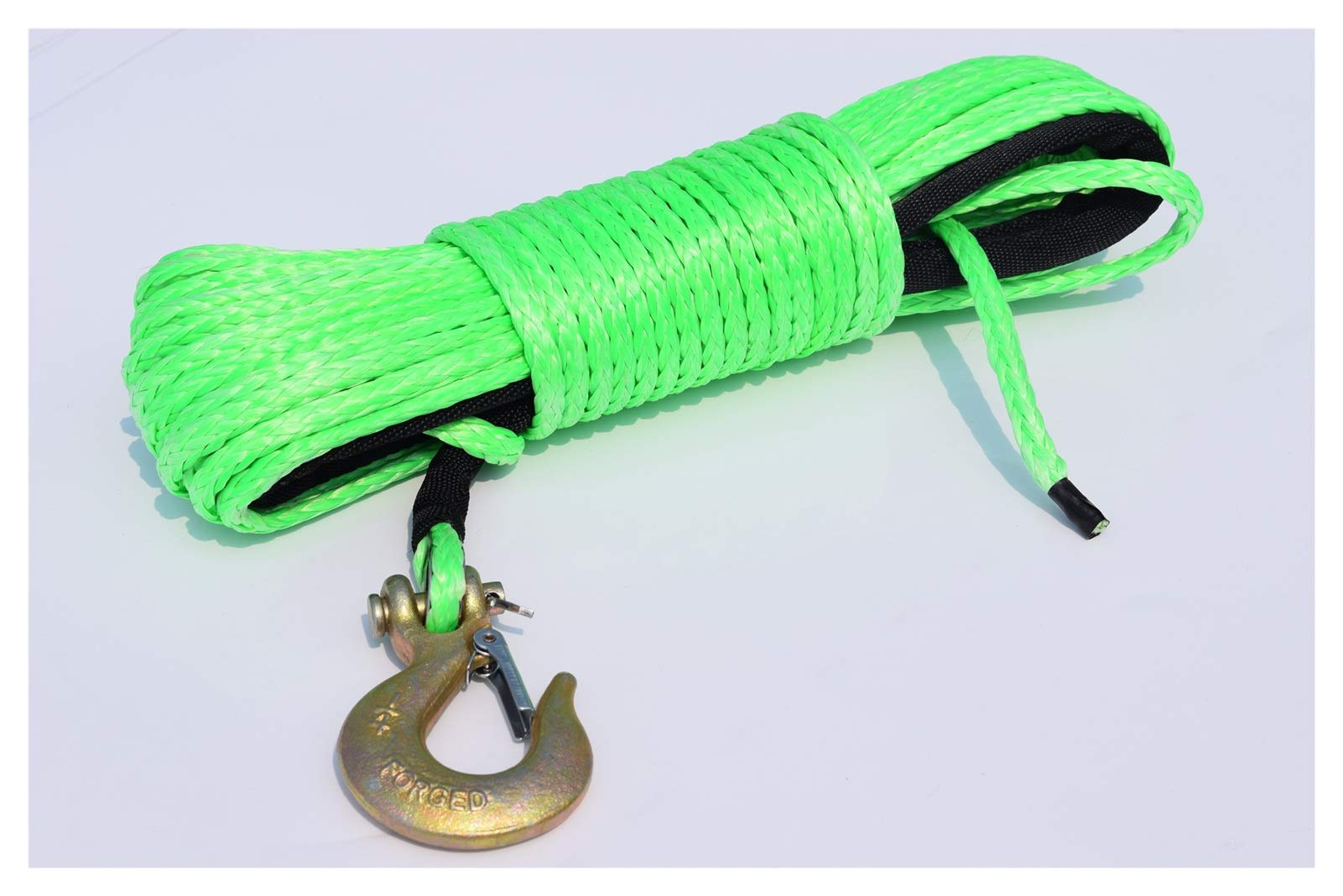 Winch Rope, 6mm*15m Green Winch Line Hook,Durable UHMWPE Rope for ATV UTV Vehicle Car Motorcycle,Synthetic,Spectra