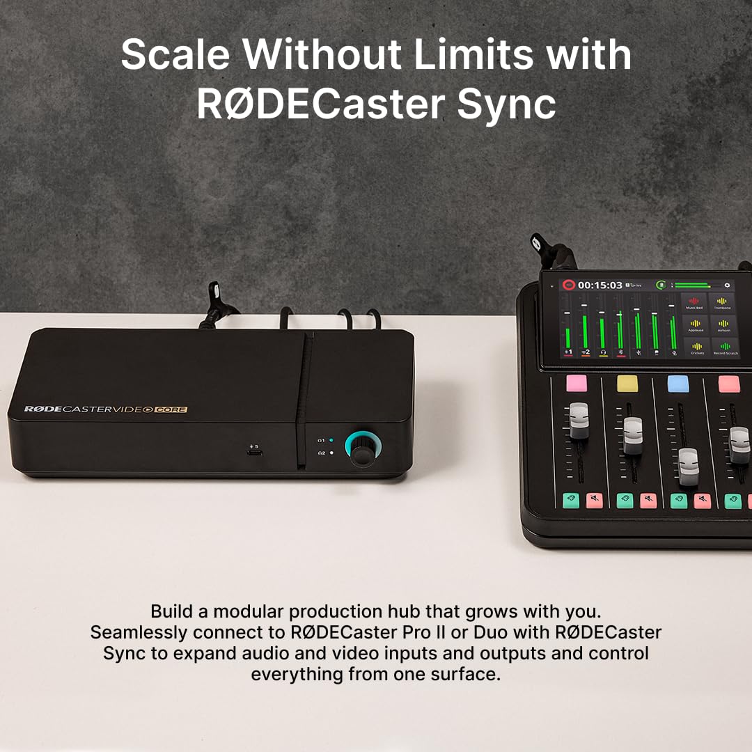 RØDE RØDECaster Video Core – Console de Production vidéo et Audio – Interrupteur multicaméra, 3 entrées HDMI, 1080p Video, Scènes Multi-Sources