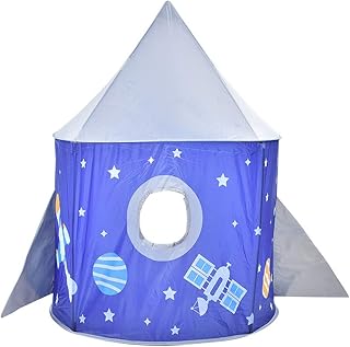 Children Tent, Portable Foldable Tent Game Toy Room Space Star Pattern Kid Yurt Gift Accessory(Space Rocket yurt)