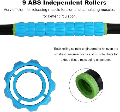 Vista 44 de Yansyi Varilla de rodillo muscular para atletas, barra de masaje corporal, libera puntos gatillo miofasciales, reduce el dolor muscular, tensión
