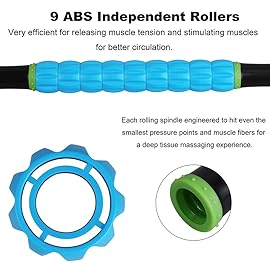 Yansyi Muscle Roller Stick for Athletes - Body Massage Roller Stick - Release Myofascial Trigger Points Reduce Muscle Soreness Tightness Leg Cramps & Back Pain for Physical Therapy & Recovery (Blue 2)