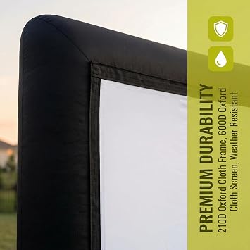 Inflatable Projector Screen, 16FT Inflatable Movie Screen Outdoor One-piece Design Front & Rear Projection Blow Up 16:9 HD Movie Screen Outdoor Projector Screen for Backyard Movie Night Pool Party
