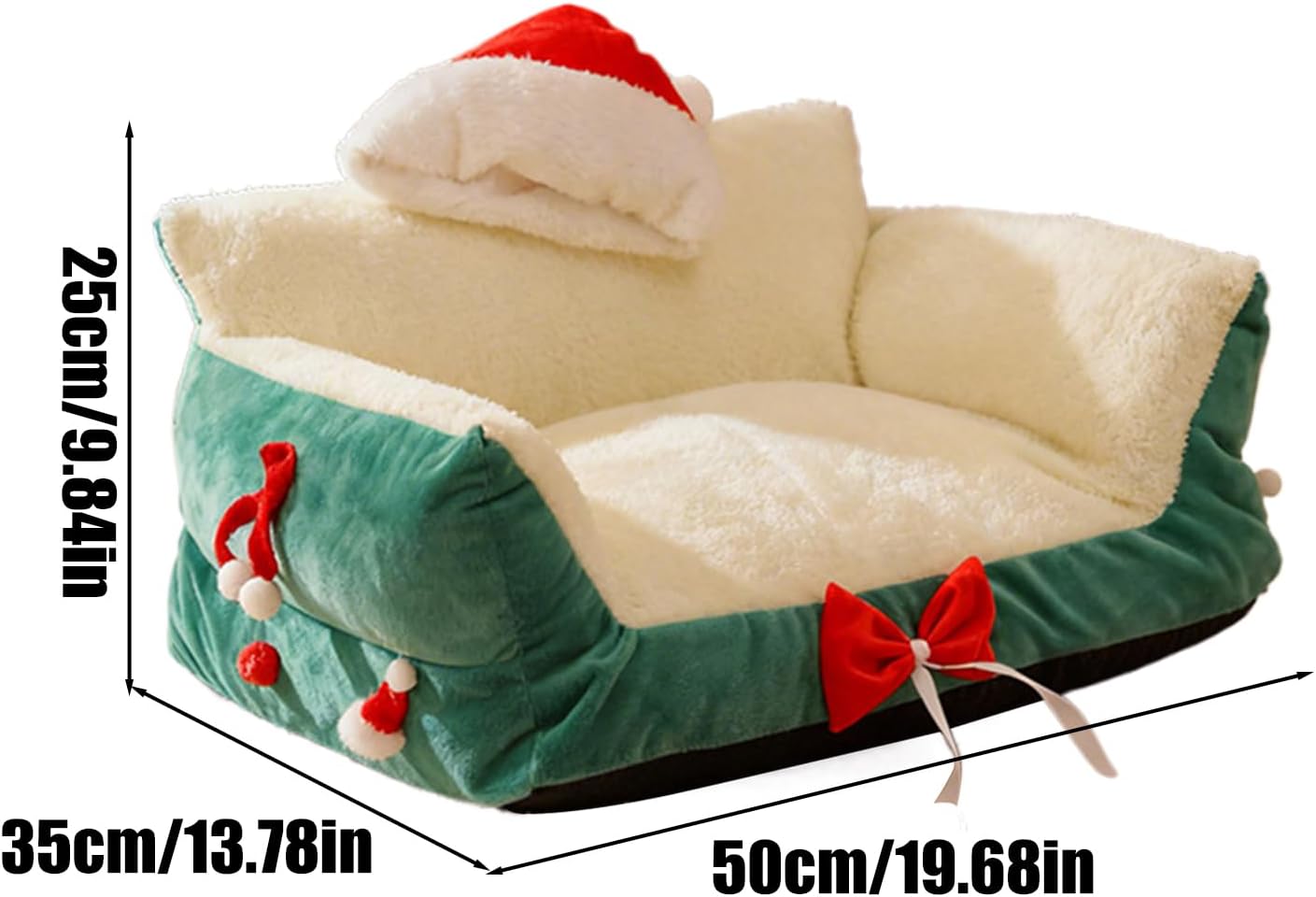 Pet Sofa,Sleeping Chair with Santa Hat,Small Dog Beds - for Home Kitchen Bedroom Living Room Porch Patio Balcony Play Area Apartment Indoor Relaxation Nighttime Sleep Daily Rest