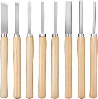 VEVOR Wood Lathe Turning Tool Set, 8PCS, Lathe Chisel Set with Carbon Steel Blade, 2 Skew, 1 Spear Point, 1 Parting, 1 Round Nose, 3 Gouge Tools, 1 Oxford Bag, for Beginners, Hobbyists, Professionals