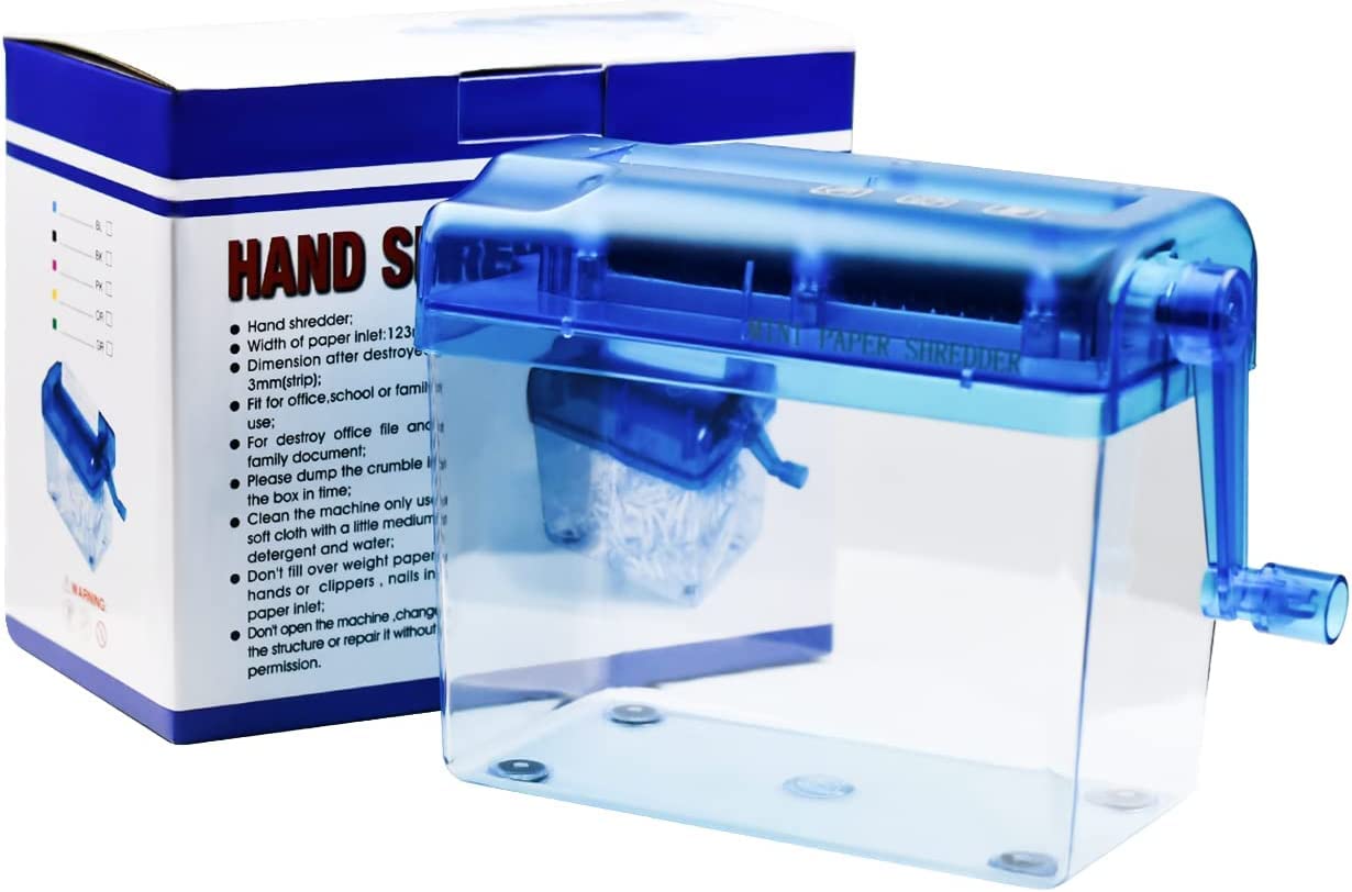 Hand Paper Shredder Mini Cutting Machine Portable Manual A6 Paper Cutting Tool for Desktop Stationery, Bills, Receipts (A6-Blue)