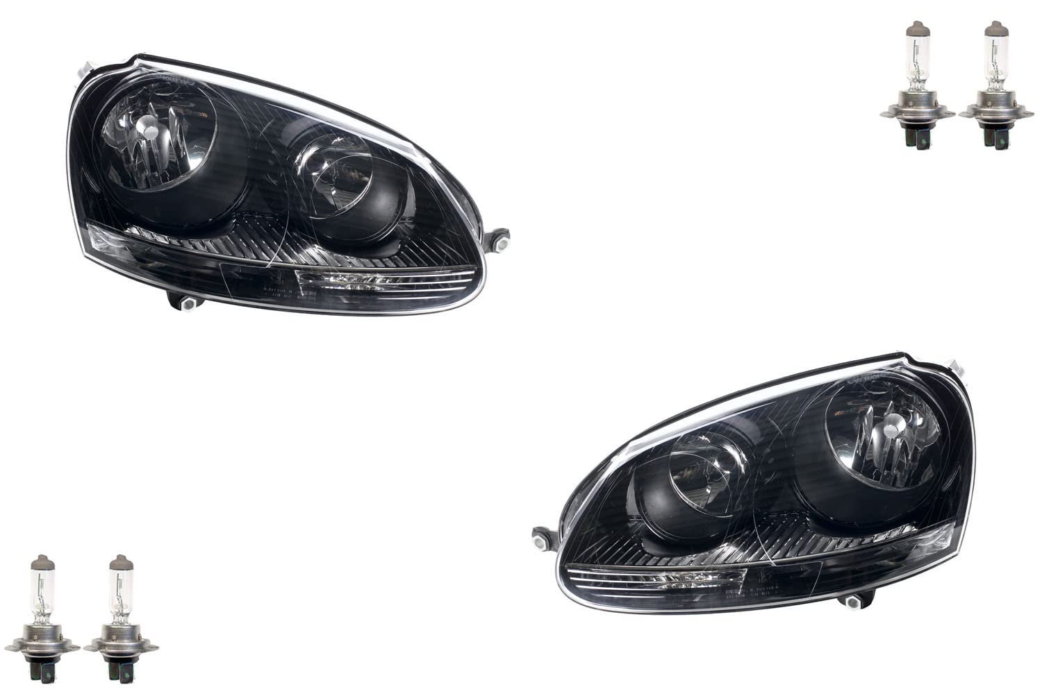 Johns, Scheinwerfer Halogen Front passend für VW Golf 5 Satz LR chr.schw. 03- mit H7 H7
